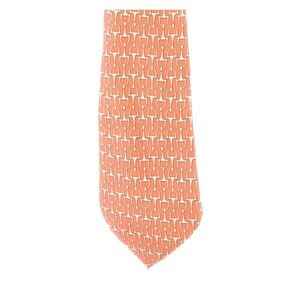 Hermès Patterned Orange Silk Tie